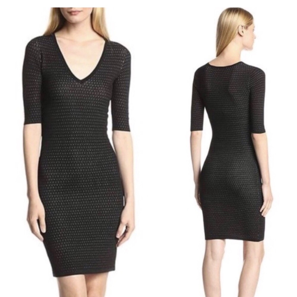 French Connection Black White Reversible Danni V Neck Dress Size 4